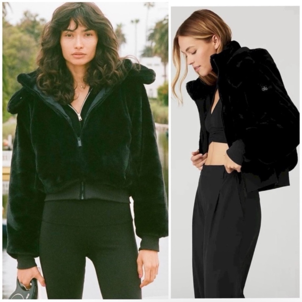 ALO YOGA Faux Fur Foxy Jacket in Black SZ XS